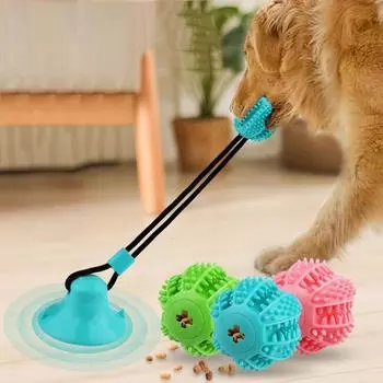 Игрушка для собак на присоске, игрушка для раздачи еды щенкам, чистка зубов, веревочные игрушки для агрессивных любителей жевать, игрушка для собак «Перетягивание каната» S Ball Dia. 5cm зелёный