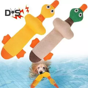 Игрушка для собак «Писклявая утка», интерактивная жевательная игрушка в форме утки, мягкая игрушка для щенков с хрустящей бумагой для маленьких, средних и больших собак зелёный