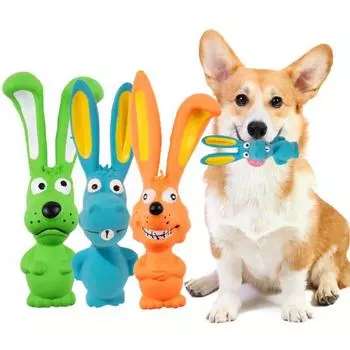 Игрушка для собак с длинными ушами, дизайн кролика, чистка зубов, устойчивая к укусам, встроенная звуковая игрушка для домашних животных оранжевый