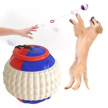 Игрушка для собак с мячом, интерактивная обучающая игра «Тяни и бросай», игрушка для собак, неразрушимая игрушка для собак с мячом для агрессивных жевателей синий