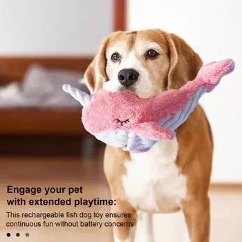 Игрушка для собак с пищащим звуком, интерактивная движущаяся игрушка для домашних животных, перезаряжаемая плюшевая игрушка-акула, шевелящаяся игрушка для домашних животных в виде рыбки для маленьких, средних и больших собак B