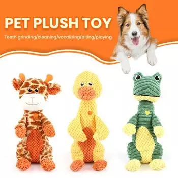 Игрушка для собак с рисунком животных, встроенный звук для чистки зубов, устойчивая к укусам, снятие стресса, плюшевая игрушка для домашних животных зелёный
