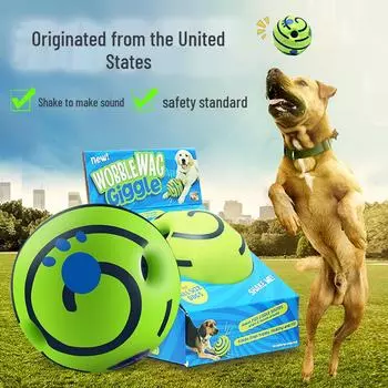 Игрушка для собак: Самокатящийся улыбающийся мячик — устойчив к укусам, издает звуки, помогающие избавиться от скрежета зубами, избавиться от скуки и развлечься. 8.8cm (opp bag) зелёный