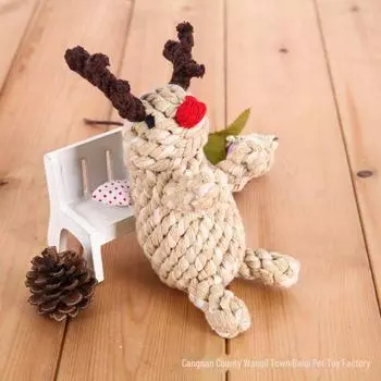 Игрушка для собак Sika Deer из хлопковой веревки ручной работы для чистки зубов на Рождество