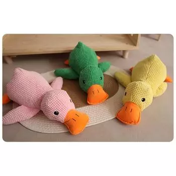 Игрушка для собак Топающая утка, устойчивая к укусам, скрежещущая зубами, чистка больших собак, интерактивное развлечение для щенков, скука, плюшевая игрушка для домашних животных