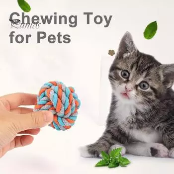 Игрушка для собак Товары для домашних животных Ватный шарик с узлом тканые веревки Чистка зубов щенка Жевательная игрушка Устойчивая к укусам Яркие цвета Игрушка для кошек и собак Молярная шариковая игрушка розовый