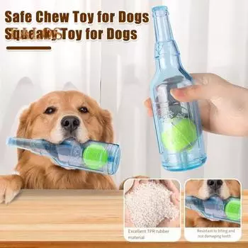 Игрушка для собак в виде бутылки с водой, устойчивая к жеванию, интерактивная пищащая бутылка для агрессивных любителей жевать, неразрушимая игрушка для собак, жесткая игрушка для жевания для больших/средних/маленьких собак S зелёный