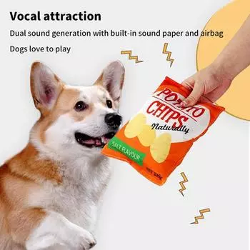 Игрушка для собак в виде картофельных чипсов, забавная плюшевая пищащая игрушка для чистки моляров, интерактивная игрушка для избавления от скуки, игрушка для щенков