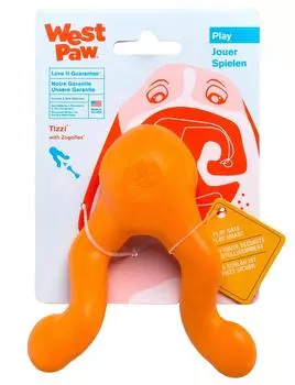 Игрушка для собак West Paw, развивающая игрушка Zogoflex Tizzy Tangerine, размер S (оранжевый) оранжевый