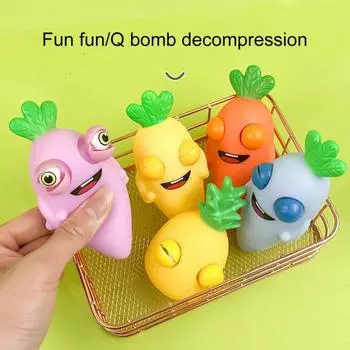 Игрушка для сжатия фруктов, имитация мягкого TPR, игрушка для взрыва глазного яблока, моркови/ананаса, забавная игрушка для снятия скуки, непоседа Carrot Set