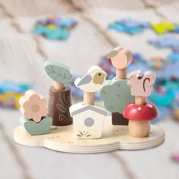 Игрушка для укладки и балансировки из дерева Развитие силы Тренировка сортировки по цвету Монтессори