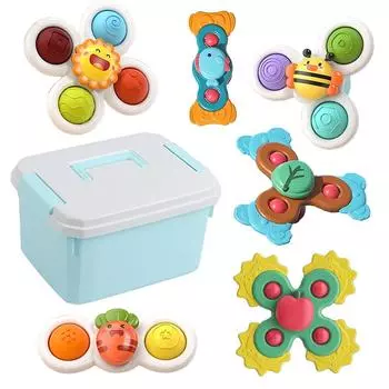 Игрушка для ванны Bemixc, водная игра с присоской, сжимаемая игрушка, развивающая игрушка для детей, прорезывающихся зубов, 6 предметов, футляр для хранения в комплекте
