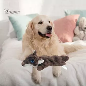 Игрушка для жевания домашних животных со встроенным звуковым генератором, облегчение тревоги, форма волка, плюшевая игрушка для собак, пищащая игрушка для домашних животных темно-коричневого