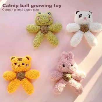Игрушка для жевания кошек, мультяшная панда, тигр, лягушка, игрушка для домашних животных со встроенным звуком, чистка зубов, облегчение скуки, интерактивная кошачья мята, плюшевая игрушка для домашних животных Rabbit