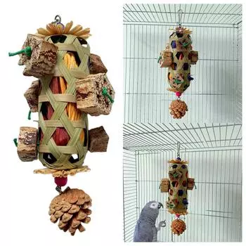 Игрушка для жевания маленьких животных, для птиц, попугаев, жевательная игрушка, плетеная игрушка из кукурузной шелухи для жевания, принадлежности для скрежетания зубами