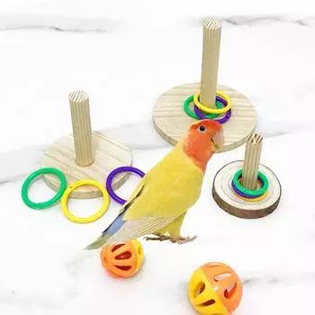 Игрушка для жевания попугая, игрушка для дрессировки птиц, качели для домашних птиц, стоячая игрушка, деревянное интерактивное кольцо для попугая, игрушки, товары для животных