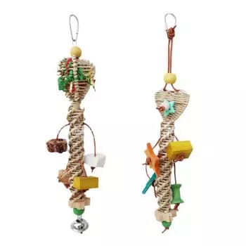 Игрушка для жевания птиц Игрушка для жевания птиц Ротанговая подвесная игрушка для домашних животных Большие игрушки для попугаев для зябликов Какаду Волнистые попугайчики Кореллы Попугаи
