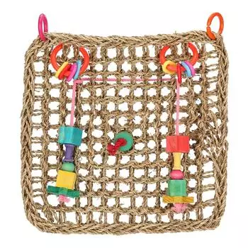 Игрушка для жевания птиц, морская трава, развлечение, подвесной сетчатый коврик для попугая