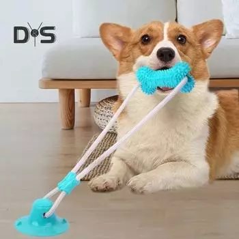 Игрушка для жевания собак для агрессивных любителей жевать, игрушка-перетягиватель каната на присоске, интерактивная веревка, игрушка для прорезывания зубов у щенков, игрушка для укуса моляров у маленьких и больших собак красный