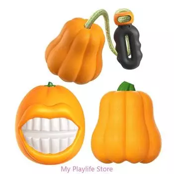 Игрушка для жевания собак, мяч для агрессивного жевания, имитация оранжевой/тыквенной игрушки для щенков, игрушка для прорезывания зубов у собак, пищащая игрушка, товары для животных