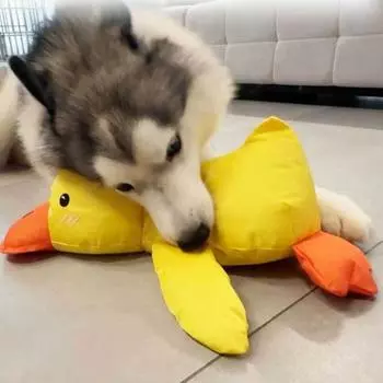 Игрушка для жевания утки для собак, снятие скуки и стресса, интерактивная игрушка для домашних животных из ткани Оксфорд, успокаивающая плюшевая игрушка для утки с пищалкой для щенков, товары для животных жёлтый