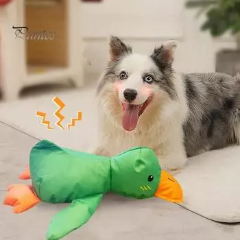 Игрушка для жевания утки для собак, снятие скуки и стресса, интерактивная игрушка для домашних животных из ткани Оксфорд, успокаивающая плюшевая игрушка для утки с пищалкой для щенков, товары для животных зелёный