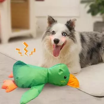 Игрушка для жевания уток Yousheng для собак, снятие скуки и стресса, интерактивная игрушка для домашних животных из ткани Оксфорд, успокаивающая плюшевая игрушка для уток с пищащими игрушками для домашних животных жёлтый