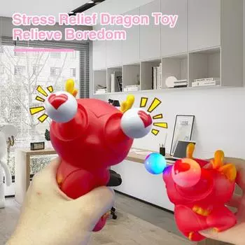 Игрушка-дракон Мягкая мультяшная потрясающая красная игрушка-щипок Игрушка-дракон Забавная светящаяся вспышка глазного яблока
