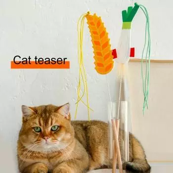 Игрушка-дразнилка для кошек, креативная, устойчивая к царапинам, хрустящая колокольчиковая пшеничная кошечка в форме кошачьих ушей, кисточка для котенка зелёный