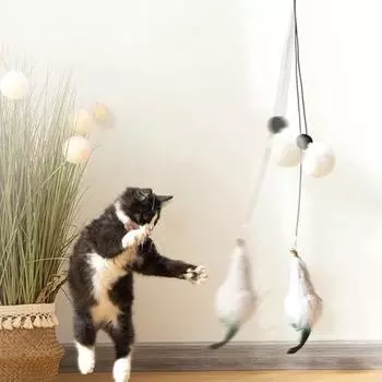 Игрушка-дразнилка для кошек, плюшевые аксессуары, телескопическая регулируемая игрушка-самоэй, подвесная игрушка на дверь