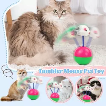 Игрушка-дразнилка для кошек, пушистая игрушка-мышь для кошек, интерактивная кошачья палка, интерактивная игрушка-мышь для кошек, антискучное перо для кошек, интерактивная игрушка-мышь для помещений One Size