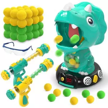 Игрушка EagleStone Динозавр Мишень Мальчик Поппер Пистолет Стрельба 2 Поппер Пистолета 48 Пуль Губка Игры в помещении Движущаяся Стрельба Мишень Автоматический Подсчет Препятствий