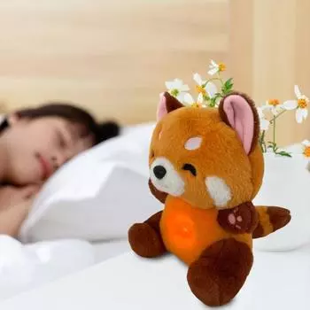 Игрушка-енот для снятия беспокойства, для взрослых и детей, мягкая игрушка в виде животного, 4 режима, музыка, подсветка, дыхание, портативный, удобный, плюшевый компаньон для дома 28cm