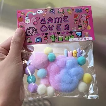 Игрушка-фиджет Мини Мягкие Игрушки Кавайные Плюшевые Кошачьи Лапки Прозрачный Кубик Игрушка для Снятия Стресса as the picture