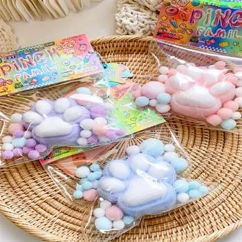 Игрушка-фиджет Мини Мягкие Игрушки Кавайные Плюшевые Кошачьи Лапки Прозрачный Кубик Игрушка для Снятия Стресса