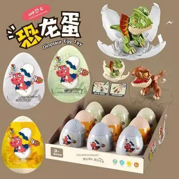 Игрушка-фигурка тираннозавра рекс в коробке: Фигурка имеет хрупкую скорлупу и деформированный дизайн яйца динозавра, вдохновленный популярными стилями Douyin.