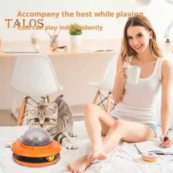 Игрушка-головоломка для домашних животных Умная кормушка для кошек Медленная кормушка Интерактивный дозатор еды в форме НЛО с шариковой дорожкой для домашних кошек оранжевый