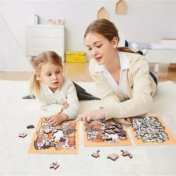 Игрушка-головоломка из дерева с животными, сложность: мозг, дерево, инопланетянин, животное, головоломка, собака, кошка, настольная головоломка One Size