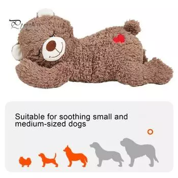 Игрушка Heartbeat Puppy, плюшевый медведь, успокаивающая игрушка, мягкая игрушка для собак, успокаивающая кукла-медведь для снятия беспокойства коричневый