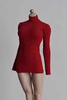 Игрушка Хобби Аксессуары для весов для тела TBLeague Для прекрасных женщин, таких как офисные леди и дамы в офисе Темно-красный Высокий ворот, простой узор Ребристый