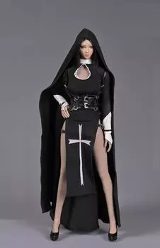 Игрушка Hobby Scale Фигурка совместима с TBLeague Body SAtoys SA002A Модная сексуальная церковная монахиня Красивая женская одежда и туфли на высоком каблуке чёрный