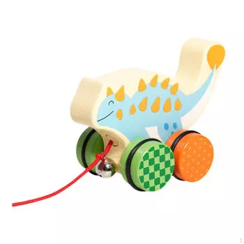 Игрушка-игрушка «Животное, толкающее и тянущее» для детей, сделанная вручную из дерева Triceratops