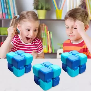 Игрушка Infinity Cube, снимающая стресс, игровой кубик, гаджет, напечатанный на 3D-принтере, успокаивающий кубик для пальцев для детей и взрослых, избавление от беспокойства синий