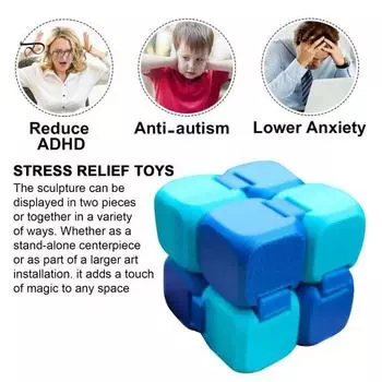 Игрушка Infinity Cube, снимающая стресс, игровой кубик, гаджет, напечатанный на 3D-принтере, успокаивающий кубик для пальцев для детей и взрослых, избавление от беспокойства синий