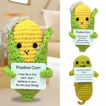 Игрушка из маринованных огурцов ручной работы, эмоциональная поддержка, милая вязаная крючком кукла из позитивной кукурузы, уютное украшение ручной работы, семейный подарок друзьям A
