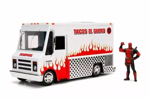 ИГРУШКА JADA TOYS DEADPOOL TACO TRUCK С ФИГУРКОЙ ДЭДПУЛА Грузовик Deadpool Taco Truck 1/24 и белый