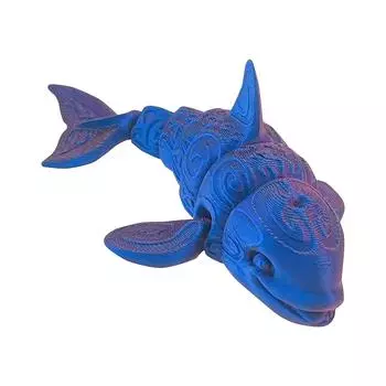 Игрушка-кит, напечатанная на 3D-принтере, складная игрушка-кит, напечатанная на 3D-принтере, гибкая игрушка-статуэтка кита для детей с СДВГ, украшение для дома One Size синий