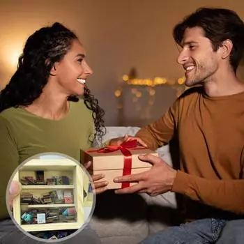 Игрушка книжная полка от беспокойства, деревянный миниатюрный книжный шкаф с моделями мини-книг, избавляющий от беспокойства, миниатюрное украшение книжной полки для домашнего офиса S