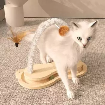 Игрушка-когтеточка для кошек, деревянная арка для кошачьих когтей с вращающимся поворотным столом, игрушка для домашних животных, мяч-трек, доска для кошачьих когтей CHINA