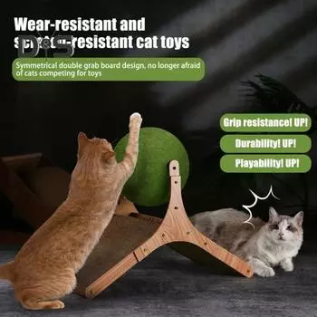 Игрушка-когтеточка для кошек с вращающимся шариком из кошачьей мяты Интерактивная когтеточка для кошек 2-в-1 Гофрированная бумага Игрушка для кошек Простая сборка Защитная мебель для мебели S